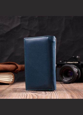 Практичний жіночий гаманець у три складання з натуральної шкіри різнокольоровий 19445 st leather (329196426)