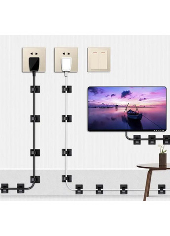 Органайзер кліпса фіксатор кабелю тримач для дроту самоклеючий 15 шт Чорний OlaN (360547105)