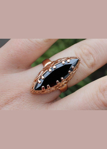 Кольцо Маркиз с черным камнем р 19 золотистое. Xuping Jewelry (317405278)