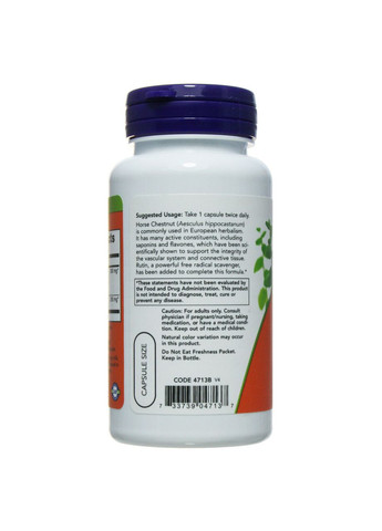 Кінський каштан, екстракт для серцево-судинної системи,, 300 мг, 90 капсул Now Foods (364311984)