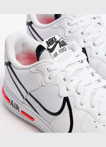 Білі кросівки air force 1 react white black red Nike