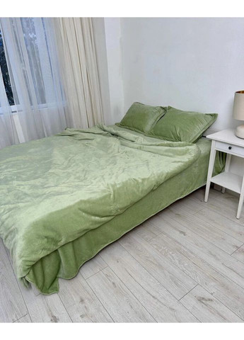 Постельное белье плюшевое двуспальное Home 20732 180х215 см фисташковое DUSHKA (327791687)