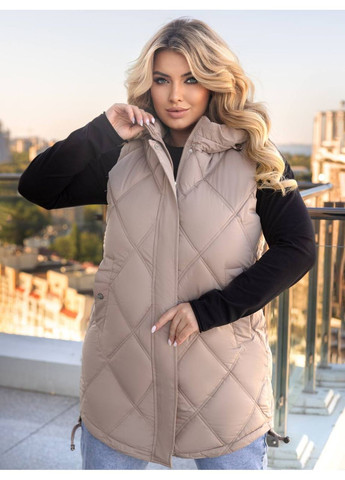 Жилетка удлиненная плащевка наполнитель холофайбер,стеганая с капюшоном Україна (362621853)