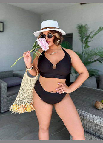 Черный летний женский раздельный купальник на завязках. раздельный MonCher