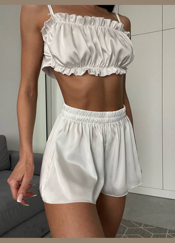 Молочна всесезон жіноча піжама топ+шорти топ + шорти Україна