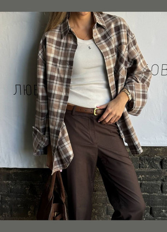 Светло-коричневая рубашка No Brand