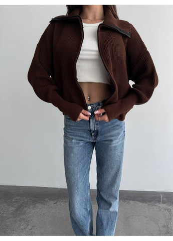 Темно-коричневый женский свитер на молнии Osoblyva