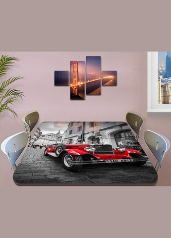 Декоративная наклейка на стол Алый Олдкар машина виниловая пленка самоклейка, транспорт, красный 60 х 100 см (БП-av11716-1) Декоинт (323220650)