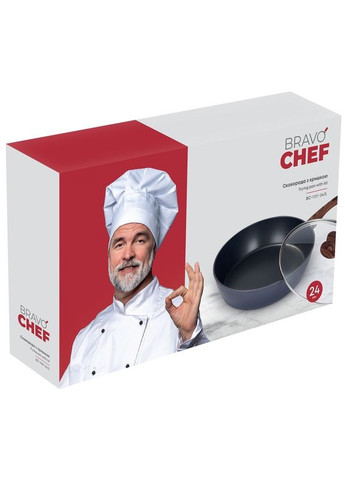 Сковорода 24 см глибока з кришкою (BC1101-24/L) Bravo Chef (280944015)