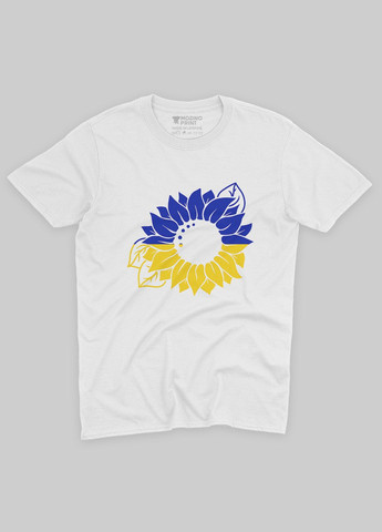 Белая демисезонная футболка для мальчика с патриотическим принтом цветы (ts001-4-whi-005-1-111) Modno