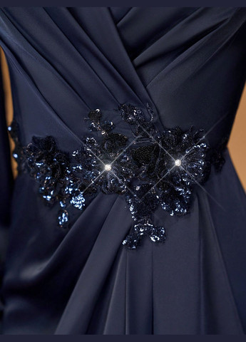 Темно-синее вечернее платье SHEIN однотонное