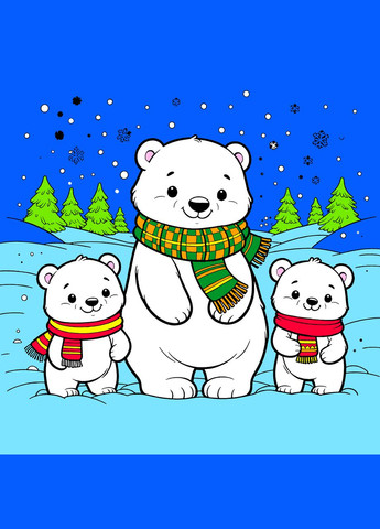 Набор для росписи по контурам Полярная семейка 25x25 см (КА-171) Riviera Blanca (309045316)