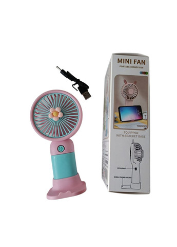 Вентилятор ручной настольный Цветок-камулятор Розовый No Brand (342065186)