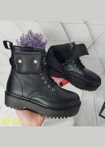 ботинки деми на высокой массивной подошве черные (24,5 см) sp-2712 No Brand