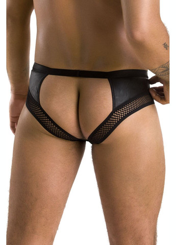 Мужские трусы с цепочкой Slip Tom, черные, экокожа, открытые ягодицы Passion (297587146)