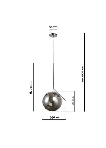 Серебряный стеклянный подвес с шаром 25см (916-3816-1 CR+BK) No Brand (370070217)