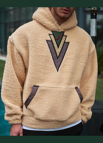 Стильне демісезонне худі плюш унісекс бежевий No Brand (302006944)