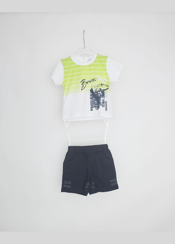 Белый летний комплект(футболка+шорты) 21111ooo бело-синий Marasil