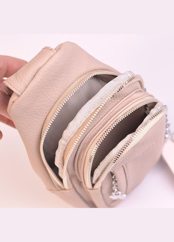 Бежева жіноча маленька нагрудна сумка слінг через плече для телефону та маленького гаманця No Brand (330066295)