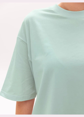 Бірюзова всесезон футболка жіноча оверсайз з коротким рукавом Роза