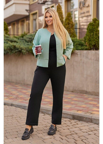 Жіночий діловий костюм з чорними брюками та оливковим піджаком мод МЗ 8814/503, 58 розмір No Brand (355469567)