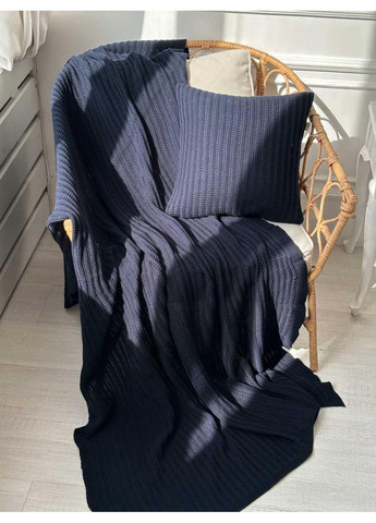 Вязаная наволочка COTTON синяя 45х45 см декоративная для интерьера. ProDobro (369378076)