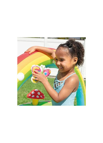 Дитячий надувний ігровий центр Мій садок з гіркою та фонтаном вініл від 2 років в асортименті 57154 Intex Різ7154 (370652183)