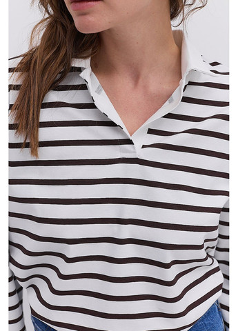 Женский лонгслив с воротником поло в полоску Arjen (363173465)