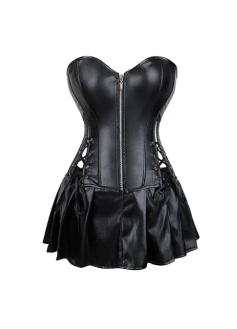 Корсет с юбкой Sexy Leather и трусиками в комплекте, черный, Star Night (347296593)