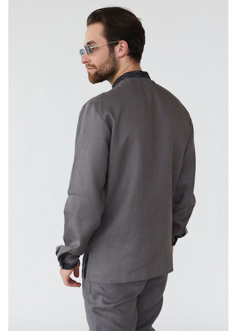 Графитовая мужская вышиванка из льняного полотна (fm2157) Folk Moda (365729780)