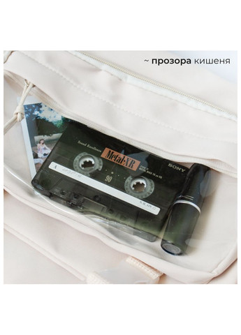 Сумка мессенджер молочный с прозрачным карманом для карт и значков минимализм аниме к-поп корейский стиль харадюка лолита кокетт No Brand (307823695)