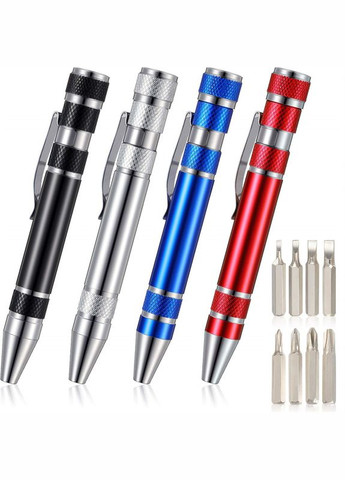 Отвертка + 8 бит в виде ручки/прецизионная/карманная/алюминиевая Silver No Brand (322707389)