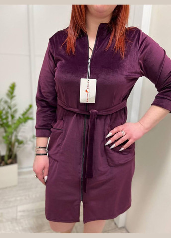 Велюровый женский халат для дома батал 52 XL фиолетовый (П4К-batal-velur-005-02) No Brand (323160758)