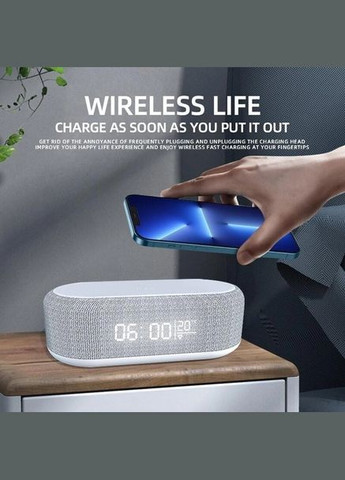 Док-станция беспроводной зарядки 5 в 1: QI зарядка, часы, будильник, светильник, термометр Белый (код: YZ-6 ) Digital (331613613)