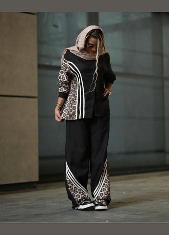 Осінній костюм двійка (сорочка+штани з котону) високої якості пошиття, повсякденний костюм 2-ка в чорному кольорі No Brand 267 (299777662)