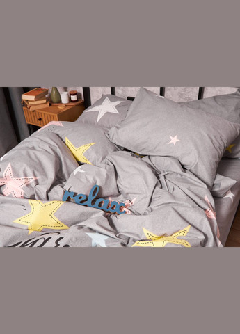 Комплект постільної білизни Бязь Gold Люкс полуторний євро 160х220 наволочки 2х70х70 (MS-820003032) Moon&Star Gray Stars (288043601)