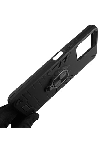 Чохол для телефона Redmi 12 4G броньований з магнітним кільцем-тримачем на сяомі редмі 12 4г чорний Xiaomi (366233442)