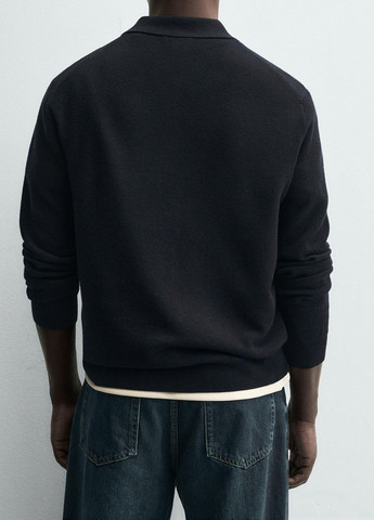 Темно-синяя футболка-поло для мужчин Zara однотонная