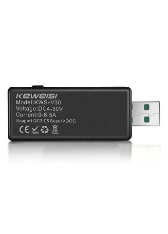 USB тестер тока напряжения емкости KEWEISI KWS-V30 QC3.0/4-30V/195W/6.5A Black No Brand (322899499)