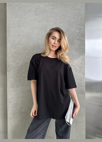 Черная женская базовая футболка цвет черный р.42/46 452422 New Trend