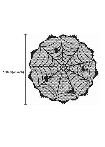 Скатертина на Хелловін кругла з павуками 100 см чорний Jannet (302398757)