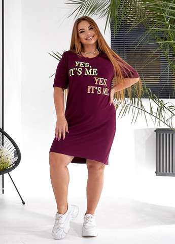 Бордовое повседневный, домашнее платье-футболка миди длины с короткими рукавами платье-футболка No Brand однотонное