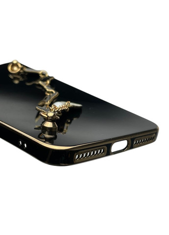 Чехол для телефона iPhone 7 Plus женский с ремешком и украшениями и золотой окантовкой на айфон 7 плюс черный gs1 Apple (366235683)