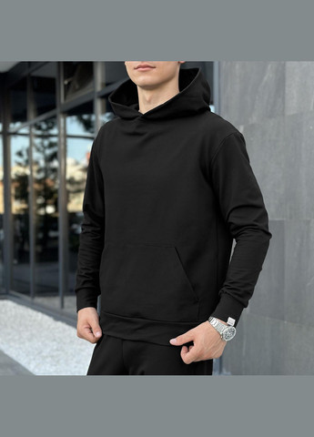 Стильне чоловічі худі оверсайз двонитка чорне Freedom (347149553)