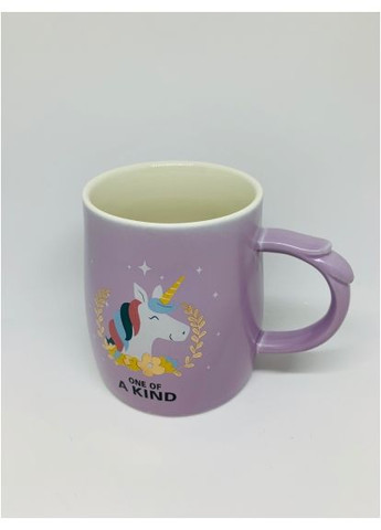 Кухоль Єдиноріг бузковий керамічний 350 мл з кришкою та ложкою ProDobro (365442770)