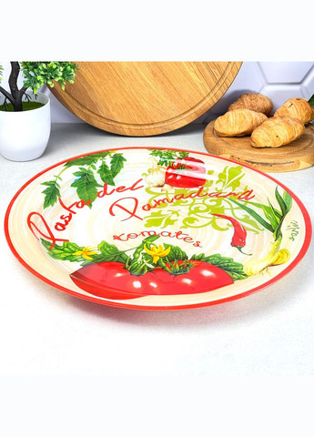 Круглое стеклянное блюдо 37 см с высокими бортиками для сервировки стола No Brand (322425995)