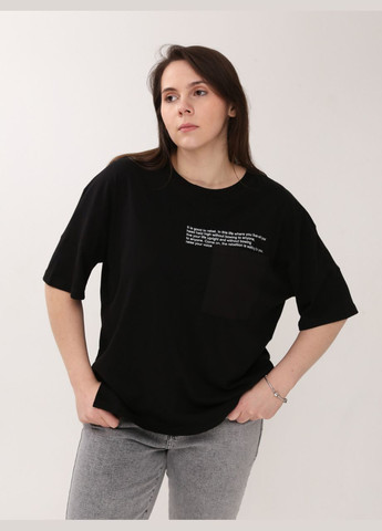 Черная летняя женская футболка черная широкая большой размер с коротким рукавом Whitney Вільна