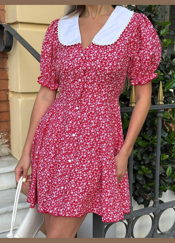 Червона святковий, повсякденний, вечірня сукня з супер софту — ніжність і комфорт в одному образі. бебі долл queensleep_7km з квітковим принтом