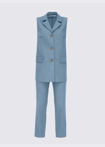 льняной костюм из жилета и укороченных брюк голубой Dressa (293486176)