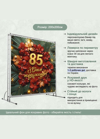 Баннер для фотозоны "С Днем рождения" | 2.0×2.0 м | Праздничный фон №42208 Vinylpex (360979470)